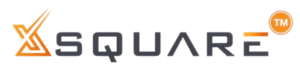 XSQUARE logo. Modern tech company branding.