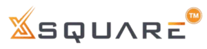 XSQUARE logo. Modern tech company branding.